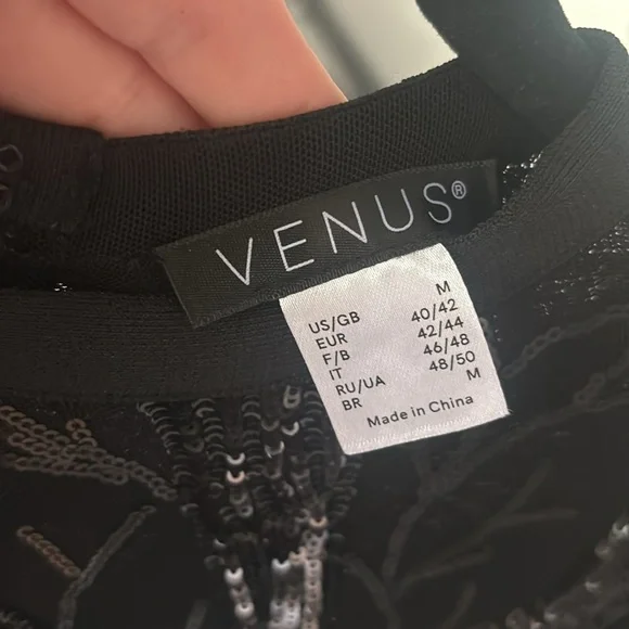 NWT Venus cocktail dress, black w/ sequins. Sz M - Picture 5 of 5